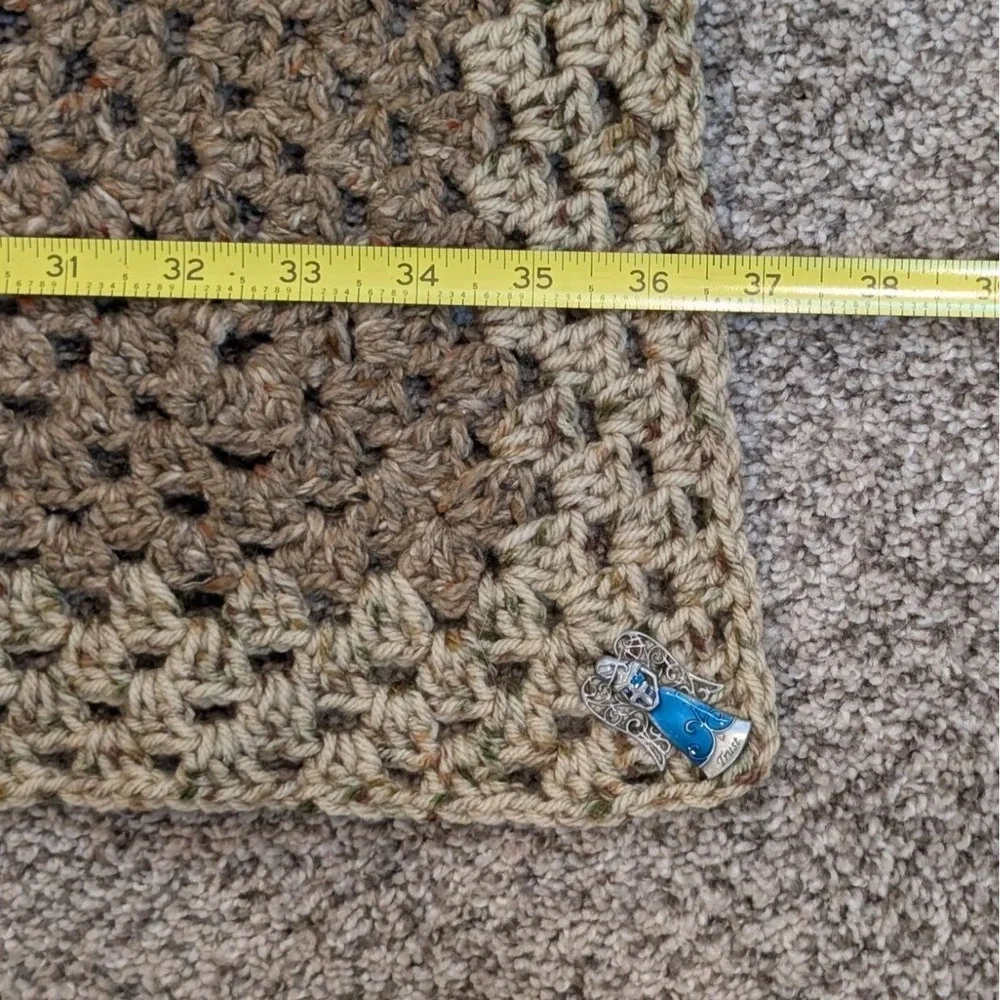 Crochet Afghan Wheelchair Lap Blanket Throw‎ Brown Granny Square 36x36